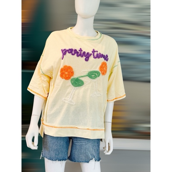 PEACH LOVE CALIFORNIA Party time oversized tee sz S M L - Picture 6 of 9